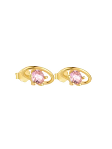 Guinevere Gold Bow Pink Diamond Studs | Gold Plated Stainless Steel