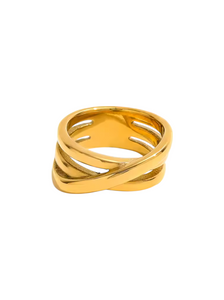 Tarla Triple Stacked Bands Gold Ring | Stainless Steel Gold Plated