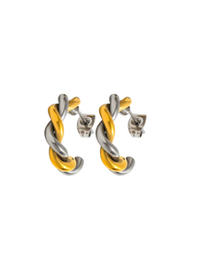 Small Riley Two Tone Hoops | Gold Plated Stainless Steel