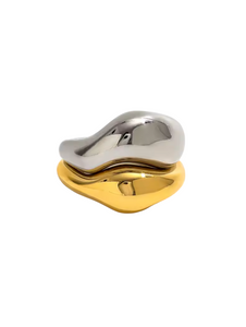 Winona Wave Two Tone Ring | Stainless Steel Gold Plated