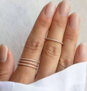 Evania Eternity Diamond Band Gold Ring | Stainless Steel Gold Plated