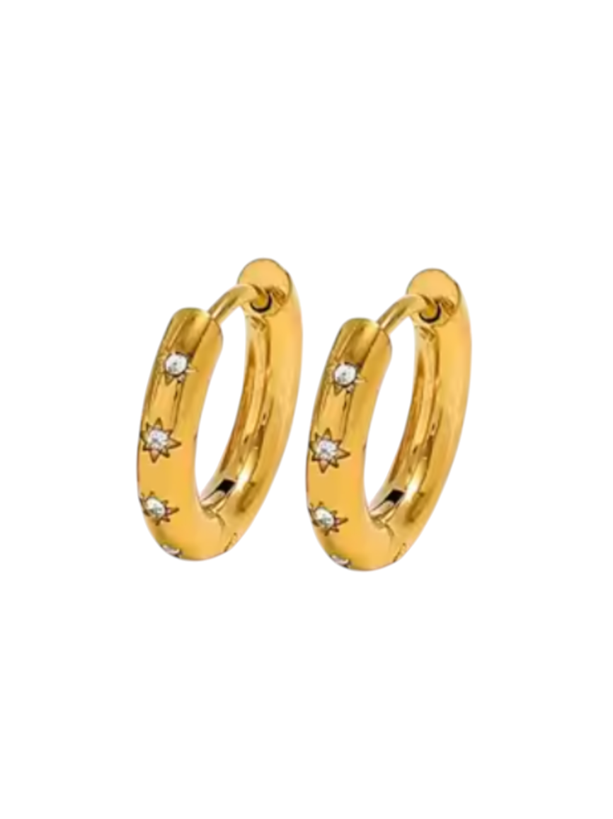 Meliora Multi Star Gold Huggies | Gold Plated Stainless Steel