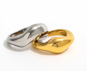 Winona Wave Two Tone Ring | Stainless Steel Gold Plated