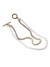 Load image into Gallery viewer, Diora Diamond &amp; Pearl Double Bracelet | Gold Plated Stainless Steel
