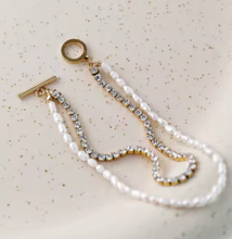 Load image into Gallery viewer, Diora Diamond &amp; Pearl Double Bracelet | Gold Plated Stainless Steel

