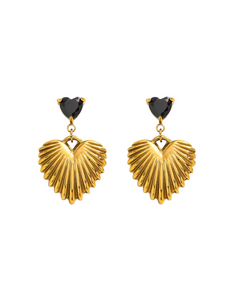 Bellarose Black mini Heart & Gold Heart Drops | Gold Plated Stainless Steel