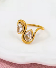 Load image into Gallery viewer, Desdemona Double Pear Gold Ring | Stainless Steel Gold Plated
