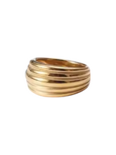 Load image into Gallery viewer, Rikkie Rounded Ribbed Gold Ring | Stainless Steel Gold Plated
