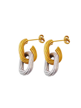 Load image into Gallery viewer, Lizzy Two Tone Oval Drops | Gold Plated Stainless Steel
