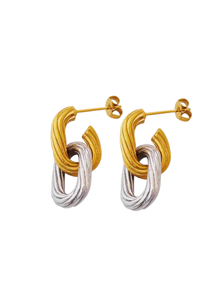 Lizzy Two Tone Oval Drops | Gold Plated Stainless Steel
