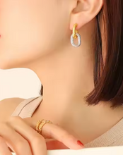 Load image into Gallery viewer, Lizzy Two Tone Oval Drops | Gold Plated Stainless Steel
