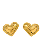 Load image into Gallery viewer, Hafsa Heart Gold Studs | Gold Plated Stainless Steel
