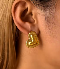 Load image into Gallery viewer, Hafsa Heart Gold Studs | Gold Plated Stainless Steel

