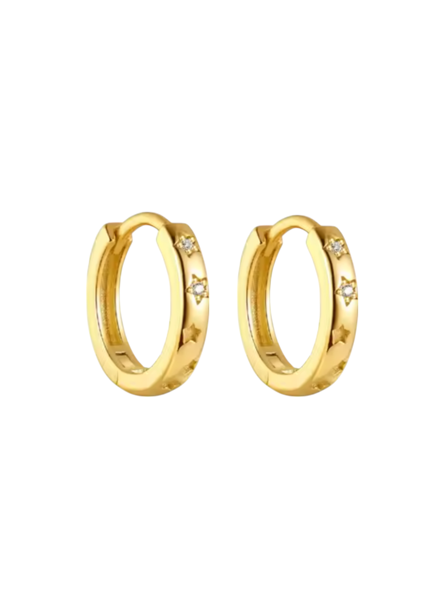 Malani Multi Diamond Star Gold Huggies | Gold Plated Stainless Steel