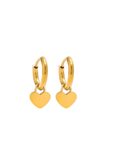 Load image into Gallery viewer, Hartley Heart Drop Gold Huggies | Gold Plated Stainless Steel
