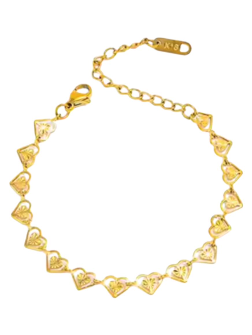 Milan Mini Hearts Gold Bracelet | Gold Plated Stainless Steel