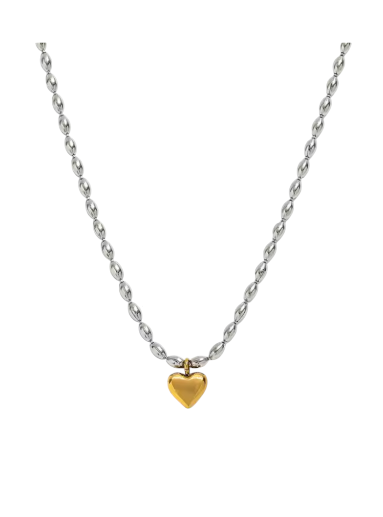 Tavora Two Tone Heart Pendant | Gold Plated Stainless Steel