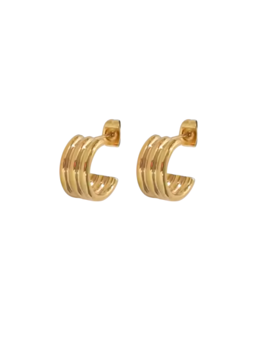 Tindra Triple Gold Hoops | Gold Plated Stainless Steel