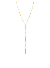 Load image into Gallery viewer, Bernice Ball &amp; Rectangle Gold Lariat  | Gold Plated Stainless Steel
