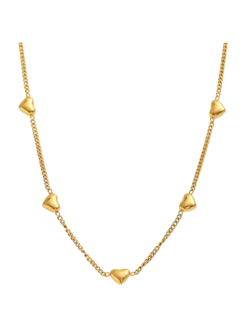 Mazarine Multi Heart Gold Chain | Gold Plated Stainless Steel