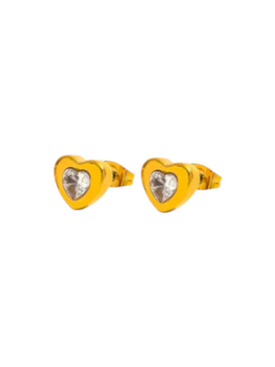 Hecate Heart Crystal Gold Studs  | Stainless Steel Gold Plated
