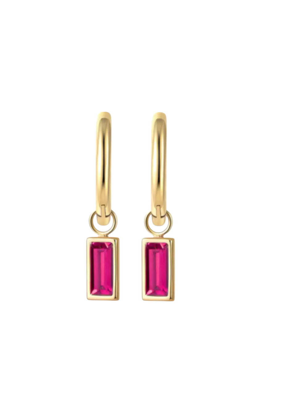 Bezel Mackenzie Ruby Drops Gold Huggies | 925 Sterling Silver Gold Plated