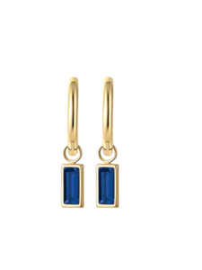 Bezel Mackenzie Sapphire Drops Gold Huggies | 925 Sterling Silver Gold Plated