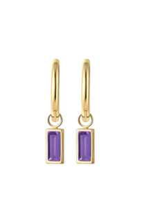 Bezel Mackenzie Purple Drops Gold Huggies | 925 Sterling Silver Gold Plated