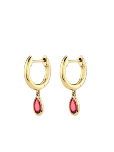 Renata Ruby Drops Gold Huggies | 925 Sterling Silver Gold Plated