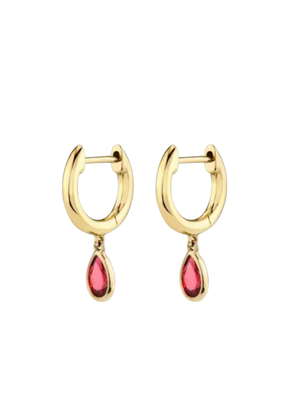Renata Ruby Drops Gold Huggies | 925 Sterling Silver Gold Plated