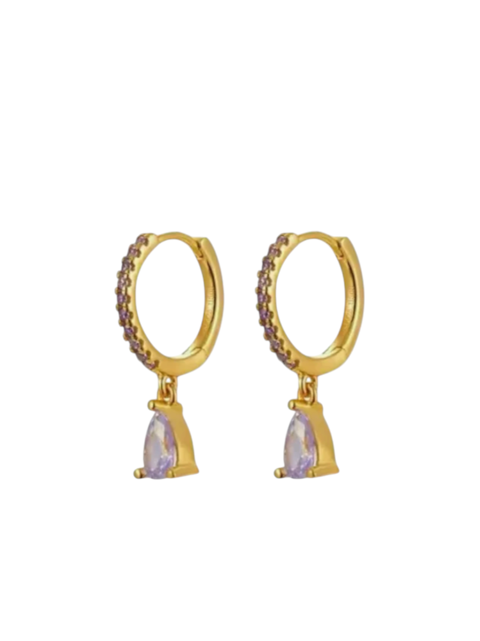 Piper Purple Drops Gold Huggies | 925 Sterling Silver Gold Plated