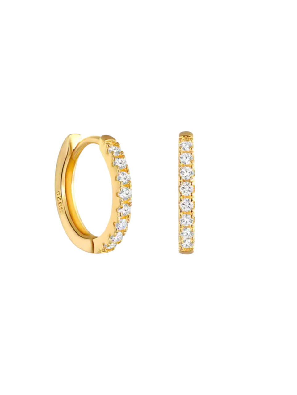 Ava 10mm Diamond Gold Huggies  | 925 Sterling Silver Gold Plated