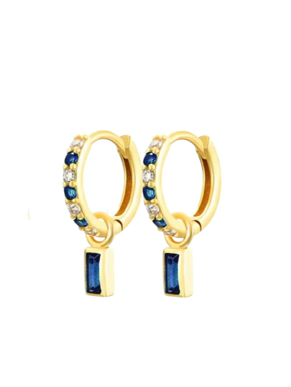 Edith Bezel Sapphire Drop Huggies | 925 Sterling Silver Gold Plated