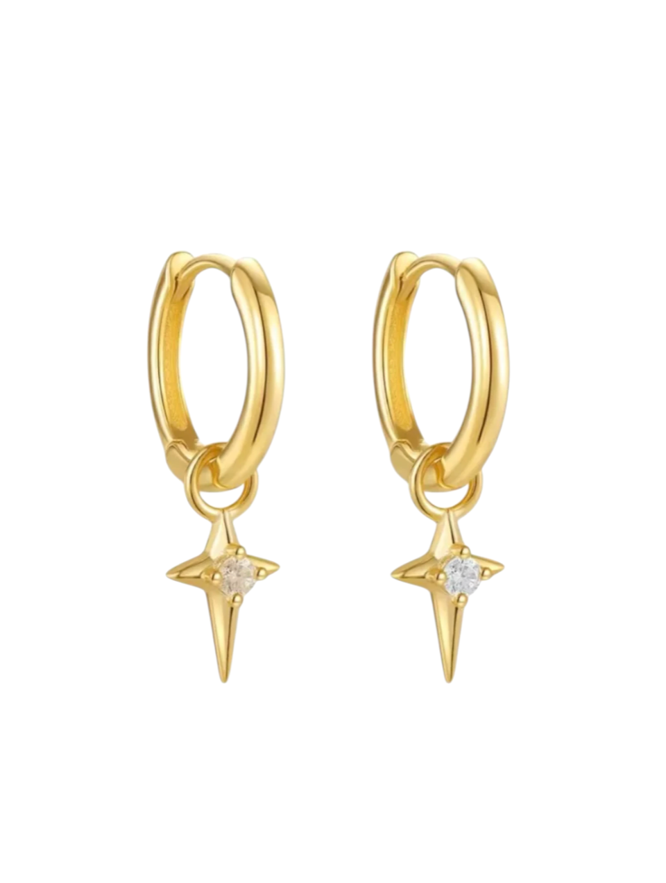 North Star Drop Huggies | 925 Sterling Silver Gold Plated