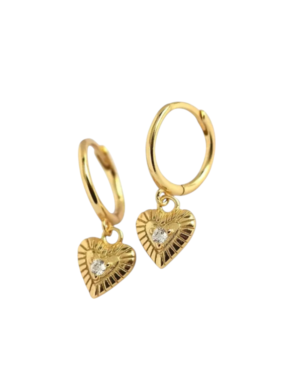 Agnes Heart Drops Huggies | 925 Sterling Silver Gold Plated