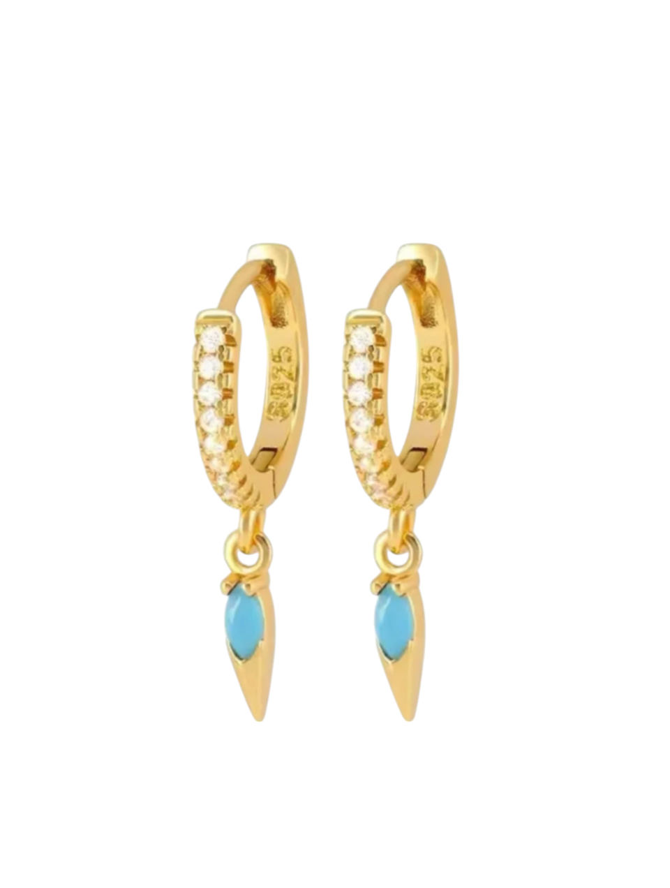 Victoria Turquoise Spike Huggies | 925 Sterling Silver Gold Plated