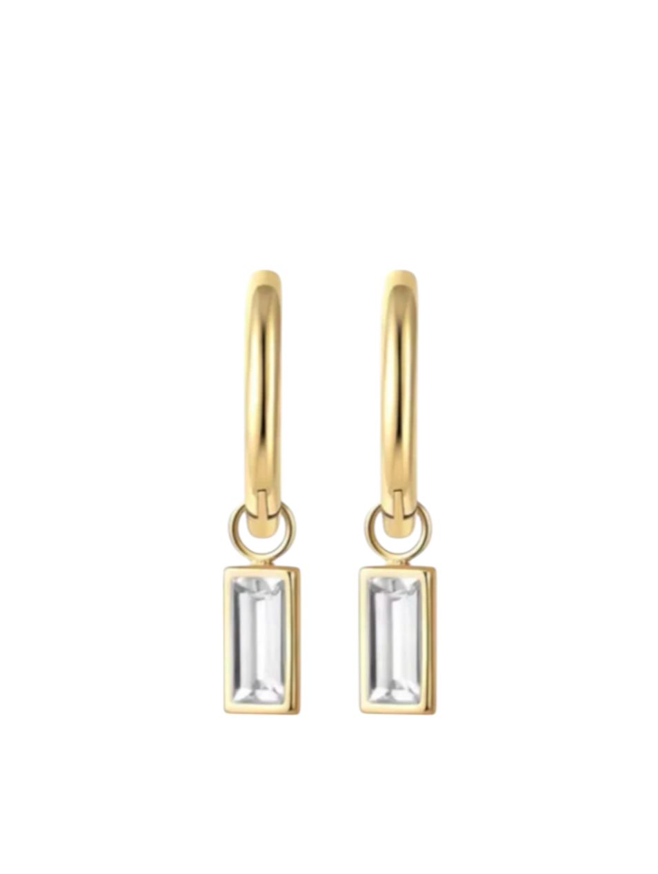 Bezel Mackenzie Diamond Drops Huggies | 925 Sterling Silver Gold Plated