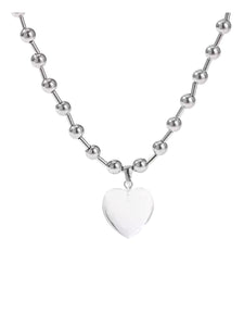 Heart Pendant Silver Ball Chain Necklace | Stainless Steel
