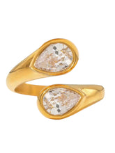 Load image into Gallery viewer, Gold Pear Twist Ring | Stainless Steel Gold Plated
