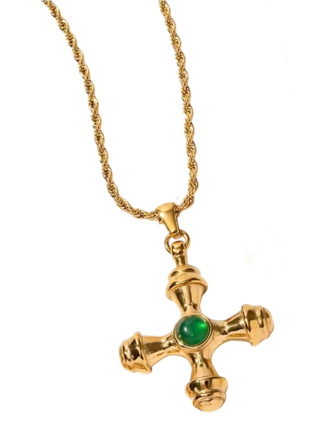 Margaux Maltese Emerald Necklace | Stainless Steel Gold Plated