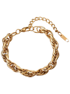 Twisted Rope Gold Bracelet | Stainless Steel Gold Plated