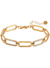Load image into Gallery viewer, Pave Oval Link Gold Bracelet | Stainless Steel Gold Plated
