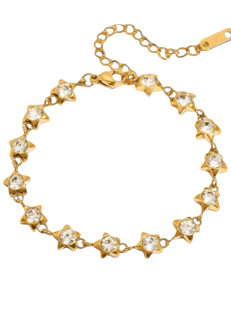 Diamond Star Gold Bracelet | Stainless Steel Gold Plated