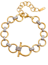 Load image into Gallery viewer, Two Tone Round Link Bracelet | Stainless Steel Gold Plated
