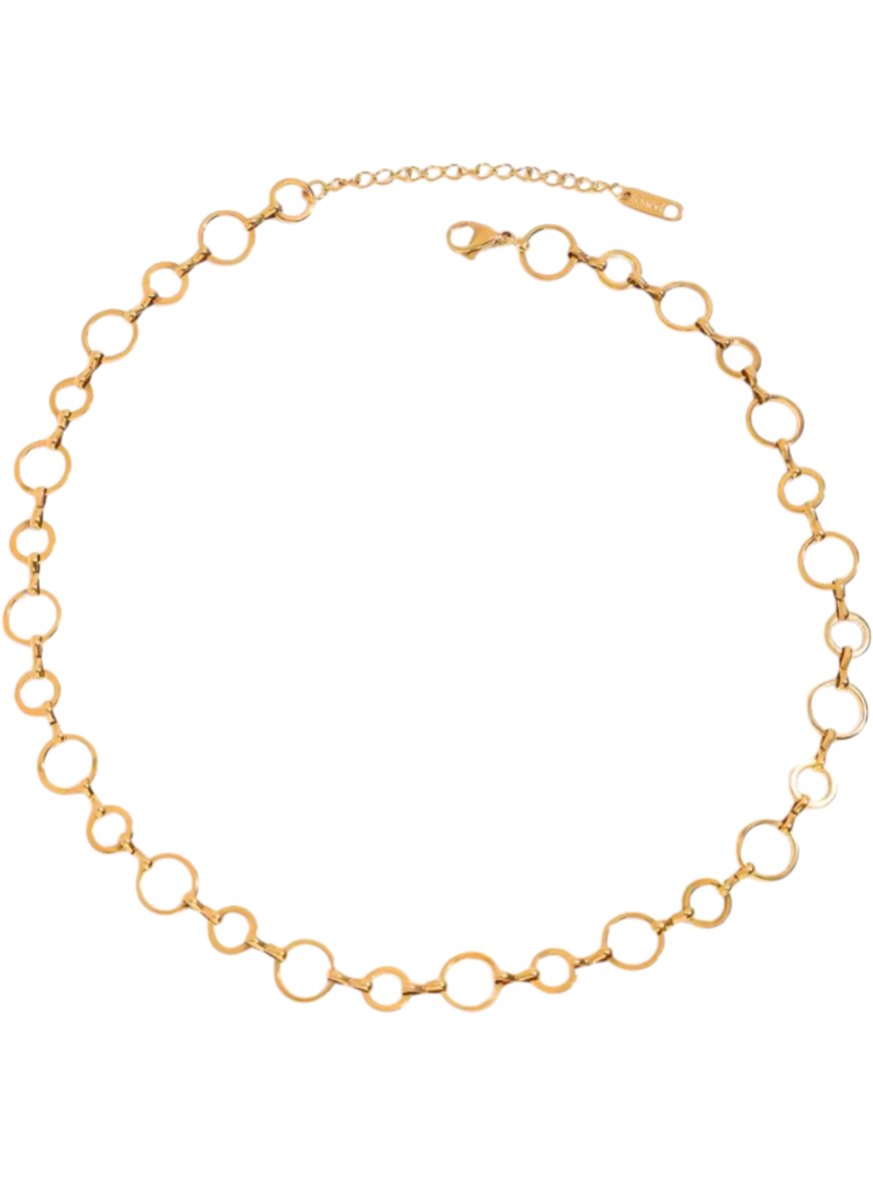 Alternating Circle Gold Necklace | Stainless Steel Gold Plated