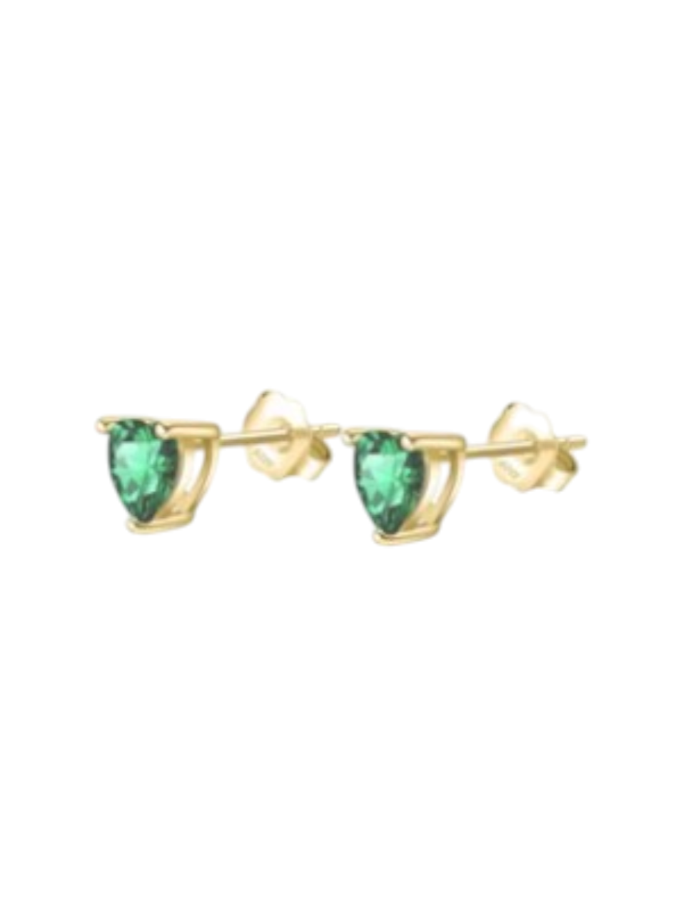 Sonnet Emerald Heart Gold Studs | 925 Sterling Silver Gold Plated