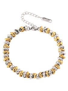 Two Tone Bead Bracelet | Stainless Steel Gold Plated