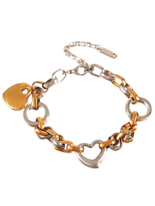 Two Tone Heart Bracelet | Stainless Steel Gold Plated
