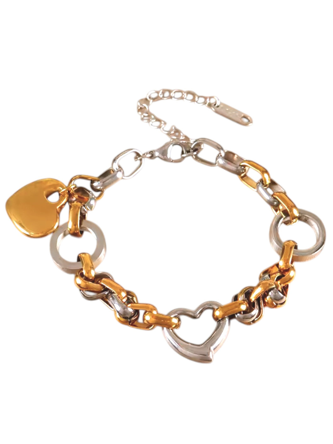 Two Tone Heart Bracelet | Stainless Steel Gold Plated