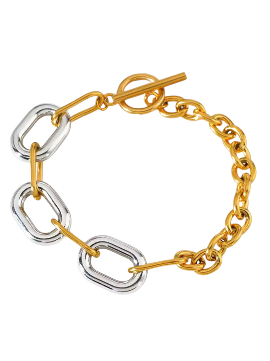 Two Tone Triple Link Bracelet | Stainless Steel Gold Plated